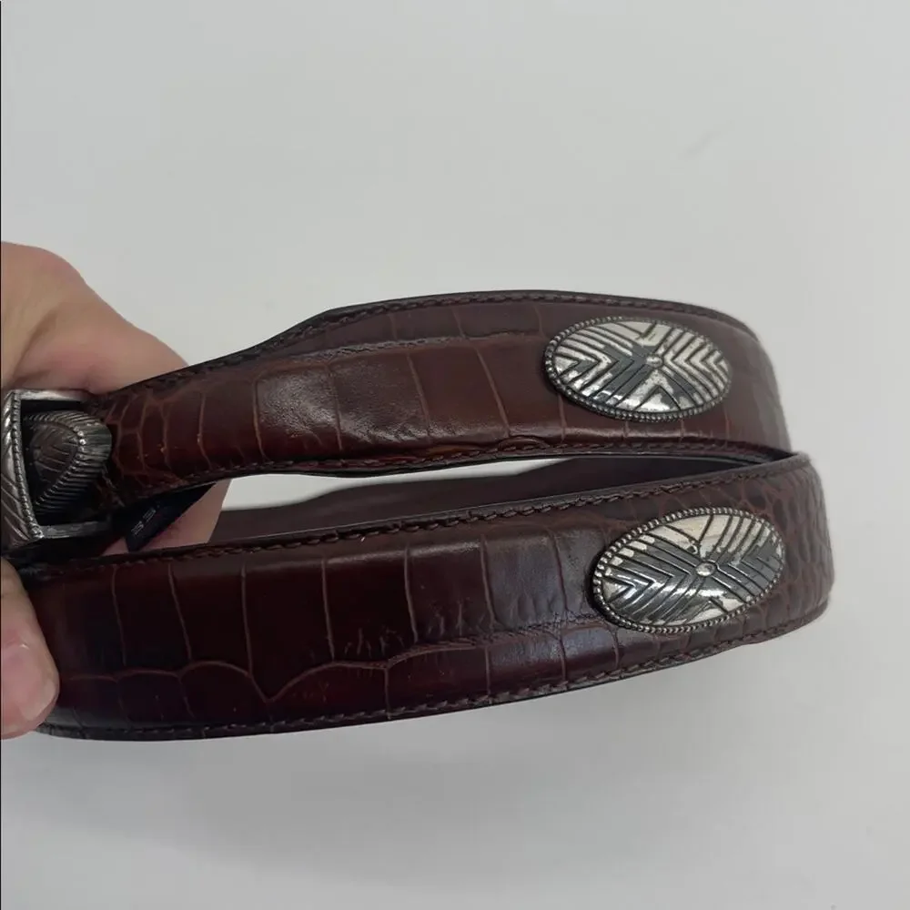 Vintage Roundtree &Yorke embossed calf leather conch western rodeo belt sz 36